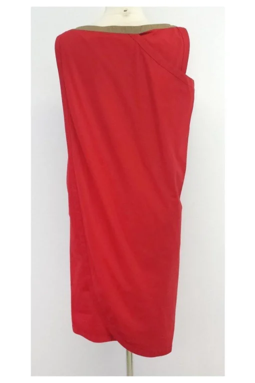 Gianni Versace - Red Cotton Sleeveless Asymmetrical Dress Sz M