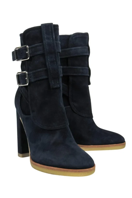 Gianvito Rossi - Navy Blue Suede Booties Sz 5.5