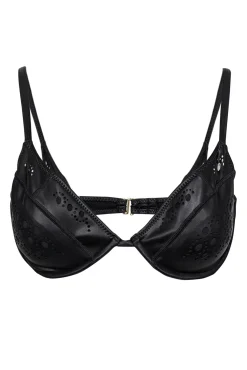GiGi C - Black Laser Cut Padded Bikini Sz L
