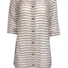 Giorgio Armani - Beige Striped Silk Blouse Sz 10