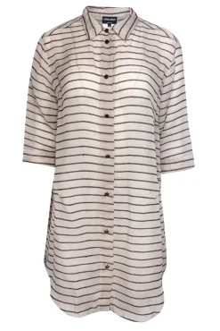 Giorgio Armani - Beige Striped Silk Blouse Sz 10