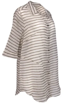 Giorgio Armani - Beige Striped Silk Blouse Sz 10
