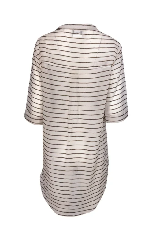 Giorgio Armani - Beige Striped Silk Blouse Sz 10