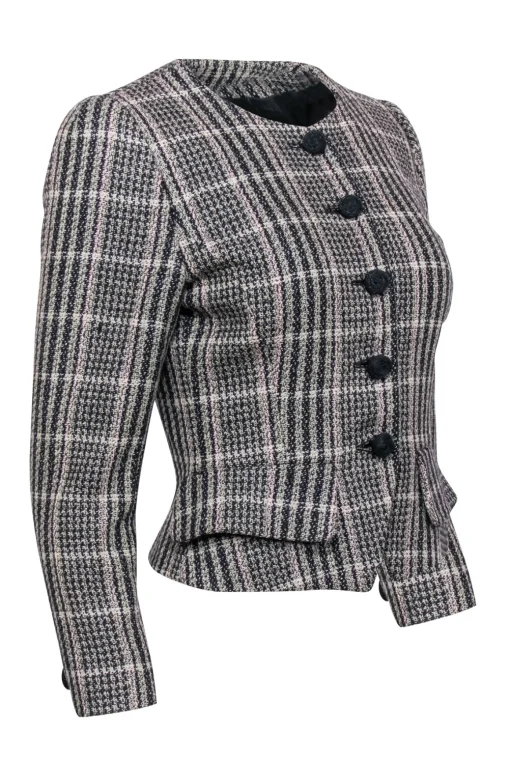 Giorgio Armani - Black & Pink Tweed Blazer w/ Covered Buttons Sz 4