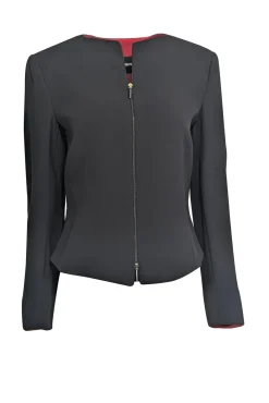 Giorgio Armani - Black Collarless Zipper Front Jacket Sz M