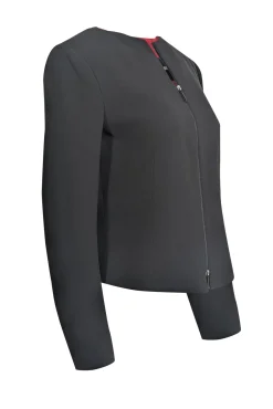 Giorgio Armani - Black Collarless Zipper Front Jacket Sz M