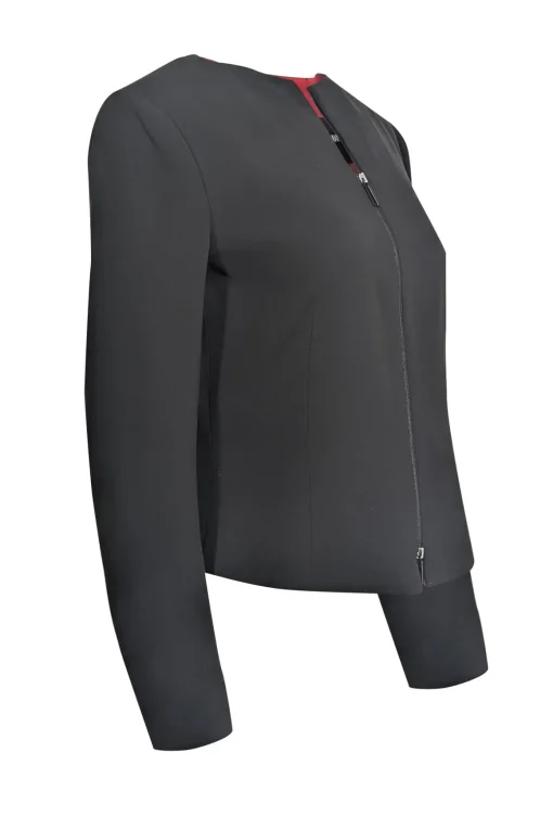 Giorgio Armani - Black Collarless Zipper Front Jacket Sz M
