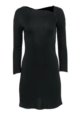 Giorgio Armani - Black Long Sleeved Gathered Sheath Dress Sz 6