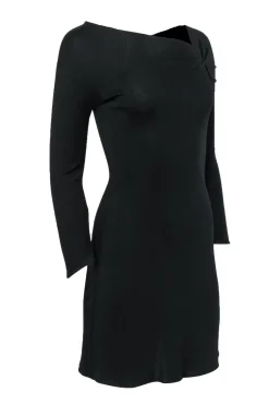 Giorgio Armani - Black Long Sleeved Gathered Sheath Dress Sz 6