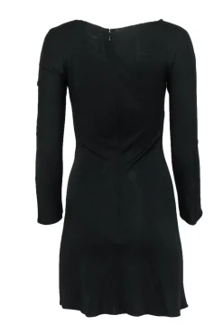 Giorgio Armani - Black Long Sleeved Gathered Sheath Dress Sz 6