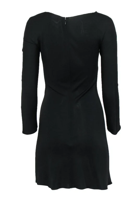 Giorgio Armani - Black Long Sleeved Gathered Sheath Dress Sz 6