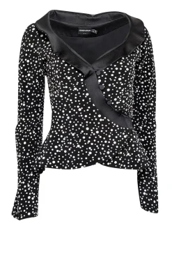 Giorgio Armani - Black Polka Dot Wrap Button Blazer Sz 6