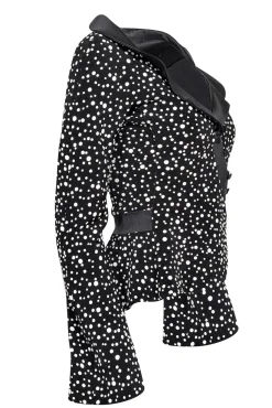Giorgio Armani - Black Polka Dot Wrap Button Blazer Sz 6