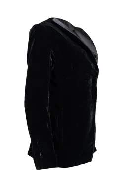 Giorgio Armani - Black Velvet Covered Button Front Blazer Sz M