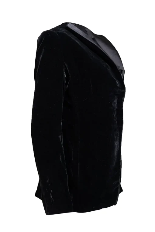 Giorgio Armani - Black Velvet Covered Button Front Blazer Sz M