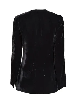 Giorgio Armani - Black Velvet Covered Button Front Blazer Sz M