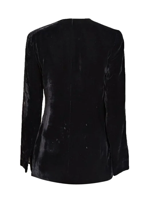 Giorgio Armani - Black Velvet Covered Button Front Blazer Sz M
