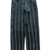 Giorgio Armani - Navy & Green Stripe Satin Pants Sz 6