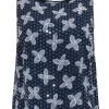 Giorgio Armani - Navy w/ Cream Floral Print & Transparent Sequins Tank Sz 10