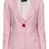 Giorgio Armani - Red & White Striped Blazer w/ Single Front Button Sz XL