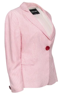 Giorgio Armani - Red & White Striped Blazer w/ Single Front Button Sz XL