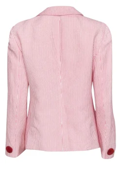 Giorgio Armani - Red & White Striped Blazer w/ Single Front Button Sz XL