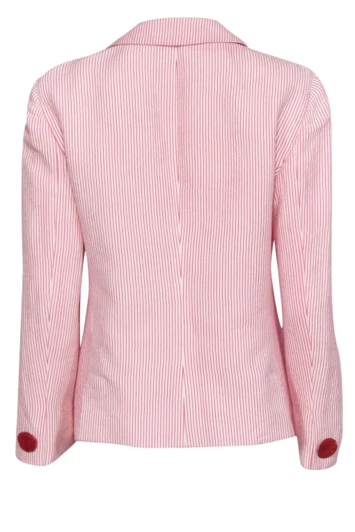 Giorgio Armani - Red & White Striped Blazer w/ Single Front Button Sz XL