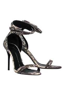 Giuseppe Zanotti - Beige & Grey Snakeskin Strappy Pumps Sz 6