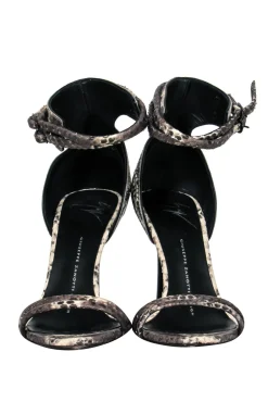 Giuseppe Zanotti - Beige & Grey Snakeskin Strappy Pumps Sz 6