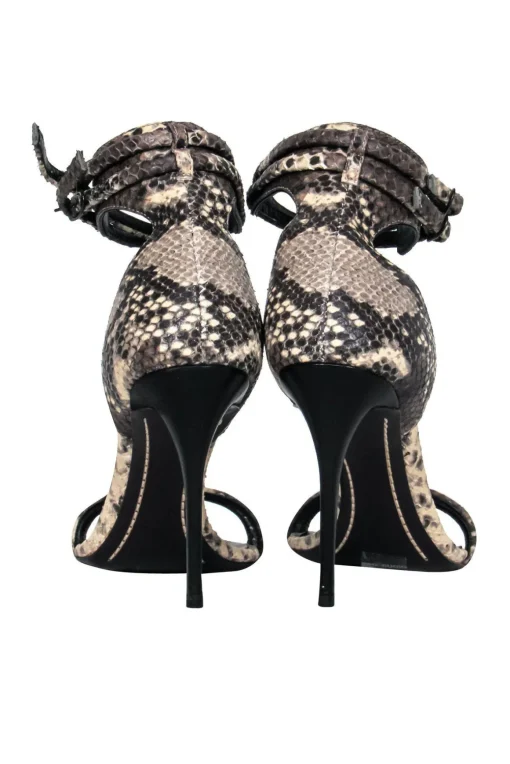 Giuseppe Zanotti - Beige & Grey Snakeskin Strappy Pumps Sz 6