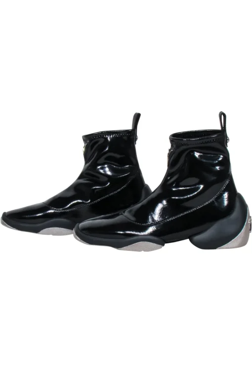 Giuseppe Zanotti - Black Patent Leather Slop on Short Boots Sz 7