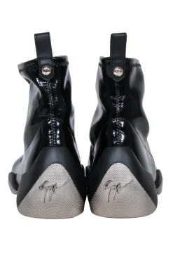 Giuseppe Zanotti - Black Patent Leather Slop on Short Boots Sz 7