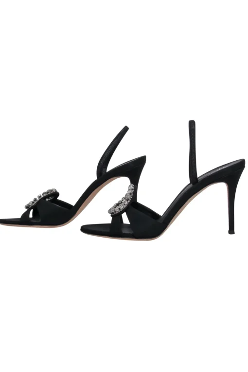 Giuseppe Zanotti - Black Slingback Heels w/ Crystal Circle Sz 8.5