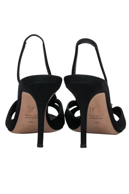 Giuseppe Zanotti - Black Slingback Heels w/ Crystal Circle Sz 8.5