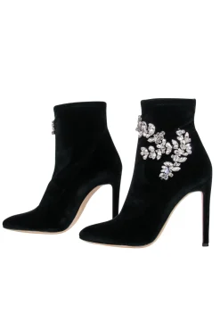 Giuseppe Zanotti - Black Velvet Booties w/ Crystal Embellishment Sz 8