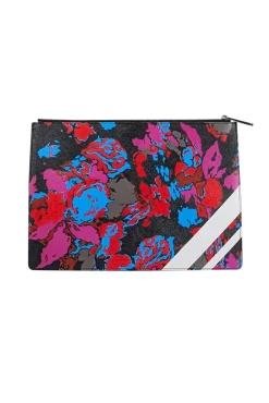 Givenchy - Black & Multi-Color Floral Print Zipper Clutch