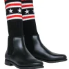 Givenchy - Black Rubber & Ribbed Sock-Style Boots w/ Stars & Stripes Print Sz 8