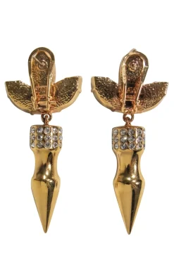 Gold & Green Jeweled Dangle Earrings