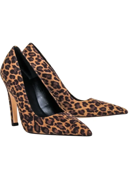 Good American - Tan & Brown Leopard Print Pointed Toe Pumps Sz 7