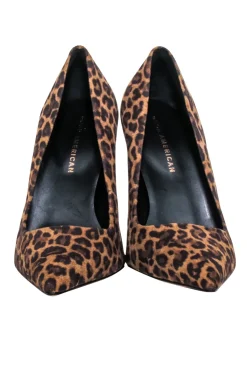 Good American - Tan & Brown Leopard Print Pointed Toe Pumps Sz 7