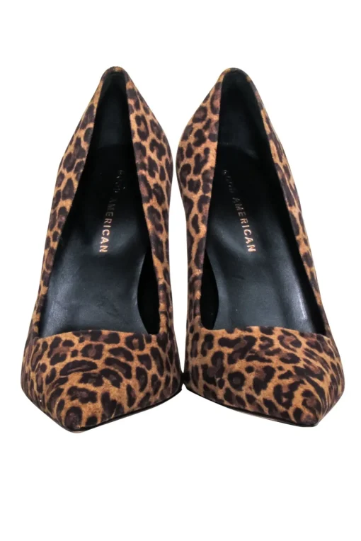 Good American - Tan & Brown Leopard Print Pointed Toe Pumps Sz 7