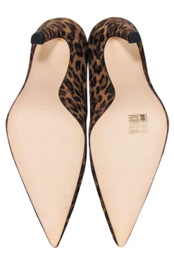 Good American - Tan & Brown Leopard Print Pointed Toe Pumps Sz 7
