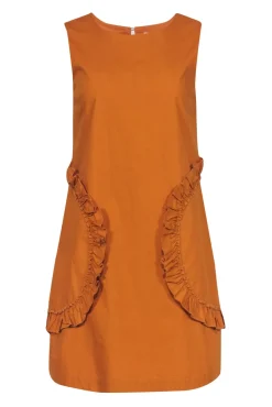 Gorman - Mustard Sleeveless Cotton Shift Dress w/ Ruffled Pockets Sz 6