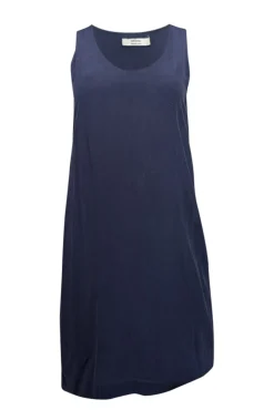 Grana - Navy Silk Sleeveless Shift Dress Sz S