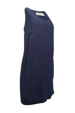 Grana - Navy Silk Sleeveless Shift Dress Sz S