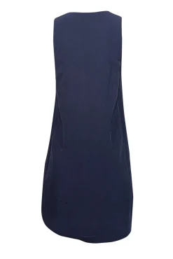 Grana - Navy Silk Sleeveless Shift Dress Sz S