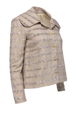 Greta - Beige Jacket w/ Multicolor Metallic Tweed Sz 8
