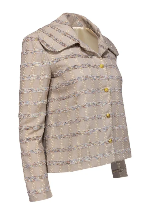 Greta - Beige Jacket w/ Multicolor Metallic Tweed Sz 8