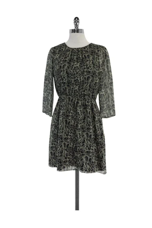 Gryphon - Grey Animal Print Silk Dress Sz 0