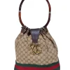 Gucci - Beige & Brown Monogram Bucket Canvas Bag